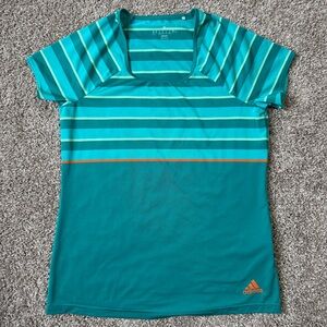 Adidas Climalite Women’s Medium Teal Striped Athletic Top